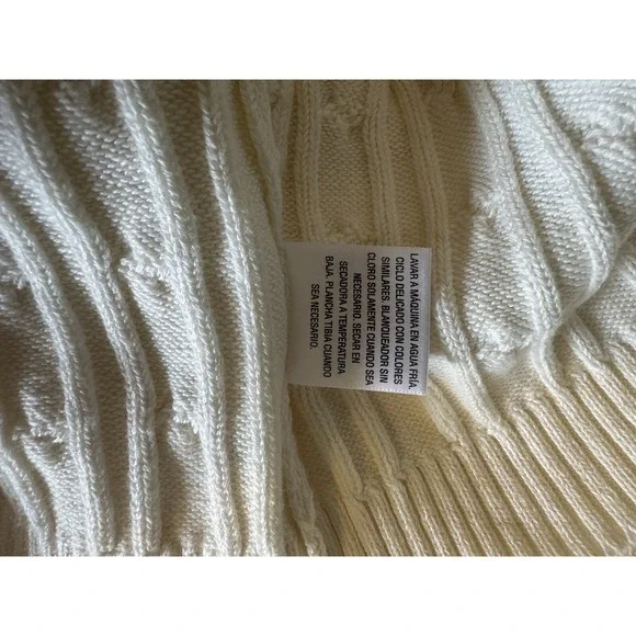 Charter Club Cable Knit Sweater Women Large Ivory Shawl Collar Preppy Classic - Picture 7 of 7